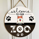 Pawzity Welcome Door Signs, Gifts For Pet Lovers, Welcome To Our Zoo Custom Wooden Signs