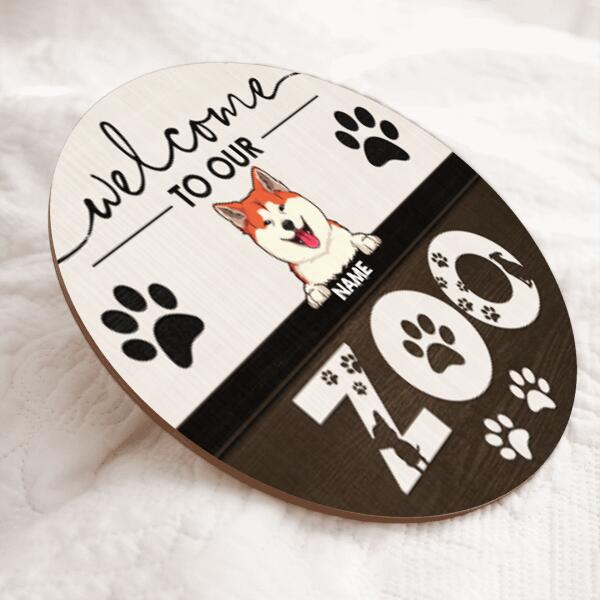 Pawzity Welcome Door Signs, Gifts For Pet Lovers, Welcome To Our Zoo Custom Wooden Signs