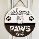 Pawzity Welcome Door Signs, Gifts For Cat Lovers, Please Wipe You Paws Custom Wooden Signs , Cat Mom Gifts