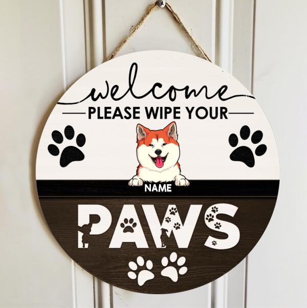 Pawzity Welcome Door Signs, Gifts For Pet Lovers, Please Wipe You Paws Custom Wooden Signs