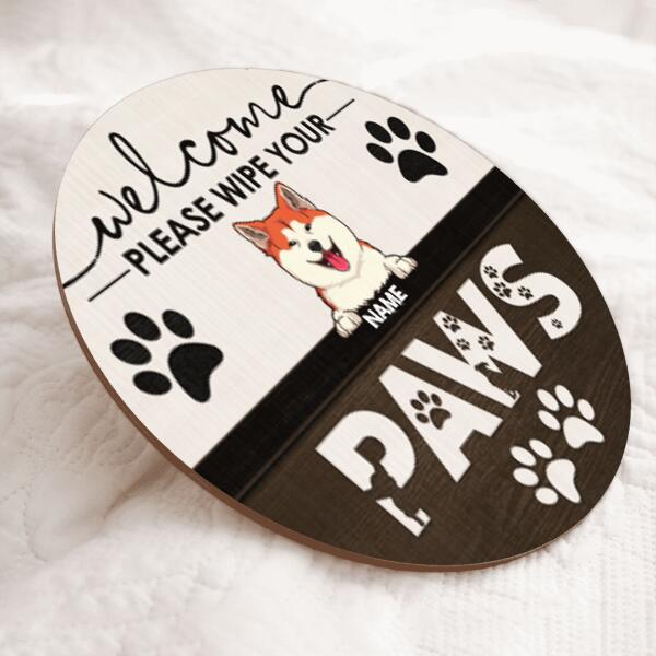 Pawzity Welcome Door Signs, Gifts For Pet Lovers, Please Wipe You Paws Custom Wooden Signs