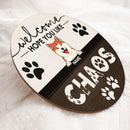 ﻿Pawzity Welcome Door Signs, Gifts For Dog Lovers, Hope You Like Chaos Custom Wooden Signs , Dog Mom Gifts