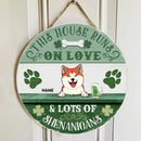 St. Patrick's Day Custom Wooden Signs, Gifts For Dog Lovers, This House Runs On Love & Lots Of Shenanigans , Dog Mom Gifts