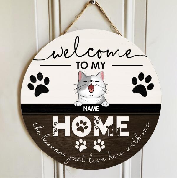 Pawzity Welcome To Our Home Custom Wooden Signs, Gifts For Cat Lovers, Personalized Home Signs , Cat Mom Gifts