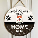 Pawzity Welcome To Our Home Custom Wooden Signs, Gifts For Pet Lovers, Personalized Home Signs