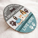 Pawzity Custom Signs Wood, Gifts For Dog Lovers, A Crazy Dog Lady And A Grumpy Old Man Live Here , Dog Mom Gifts