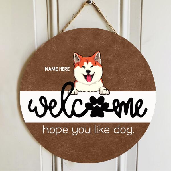 Pawzity Welcome Door Sign, Gift For Dog Lovers, Hope You Like Dogs Home Sweet Home Signs, Brown & White , Dog Mom Gifts