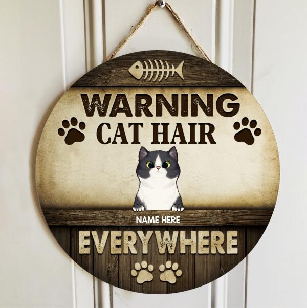 Pawzity Welcome Door Sign, Gift For Cat Lovers, Warning Cat Hair Everywhere Funny Signs, Cute Peeking Cat , Cat Mom Gifts