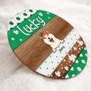 St. Patrick's Day Custom Wooden Signs, Gifts For Pet Lovers, Polka Dots, Lucky Custom Signs Outdoor
