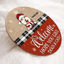 Christmas Welcome Door Sign, Gift For Pet Lovers, Hope You Like Dogs & Cats Home Sweet Home Signs, Jute Canvas Theme