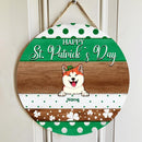 St. Patrick's Day Custom Wooden Signs, Gifts For Pet Lovers, Polka Dots Custom Signs Outdoor