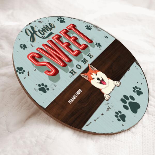 Pawzity Home Sweet Home Signs, Gifts For Dog Lovers, Pastel Blue Background Welcome Door Sign , Dog Mom Gifts