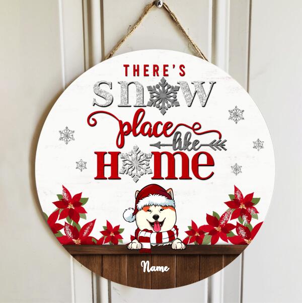 Christmas Door Decorations, Gifts For Dog Lovers, There's Snow Place Like Home Welcome Door Sign , Dog Mom Gifts