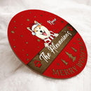 Christmas Door Decorations, Gifts For Dog Lovers, Merry Woofmas Red Background Family Name Sign , Dog Mom Gifts