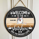 Pawzity Welcome To The Shit Show Hope You Brought Coffee Funny Signs, Gifts For Cat Lovers, Personalized Home Signs , Cat Mom Gifts