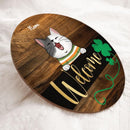St. Patrick's Day Welcome Door Signs, Gifts For Cat Lovers, Round Welcome Sign, Shamrock Sign , Cat Mom Gifts