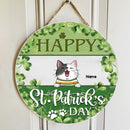 St. Patrick's Day Door Signs, Gifts For Cat Lovers, Holiday Custom Wooden Signs, Shamrock Sign , Cat Mom Gifts