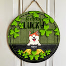 St. Patrick's Day Door Signs, Gifts For Pet Lovers, Feeling Lucky Custom Wooden Signs