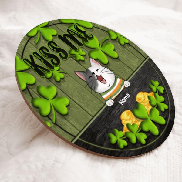 St. Patrick's Day Welcome Door Signs, Gifts For Pet Lovers, Kiss Us Custom Wooden Signs