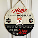 Pawzity Personalized Home Signs, Gifts For Dog Lovers, Home is Where Dog Hair Sticks To Everything Custom Wooden Signs , Dog Mom Gifts