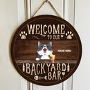 Pawzity Backyard Signs, Gifts For Cat Lovers, Welcome To Our Backyard Bar Custom Wooden Signs , Cat Mom Gifts