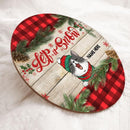 Christmas Door Decorations, Gifts For Cat Lovers, Let It Snow Welcome Door Signs, Red Plaid & Pine Leaves Background , Cat Mom Gifts