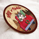 Christmas Door Decorations, Gifts For Cat Lovers, Let It Snow Welcome Door Signs, Cats On Red Truck With Pine Trees , Cat Mom Gifts