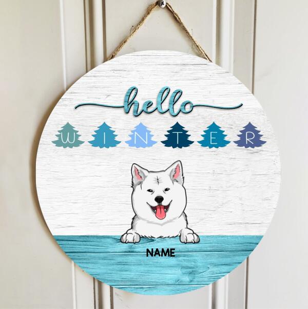Pawzity Welcome Door Signs, Gifts For Dog Lovers, Hello Winter Home Sweet Home Signs, Letters On Pine Trees , Dog Mom Gifts