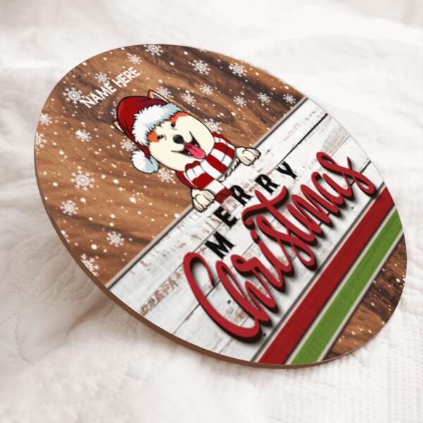 Christmas Door Decorations, Gifts For Dog Lovers, Merry Christmas Dark Pale Wooden Custom Wooden Signs , Dog Mom Gifts