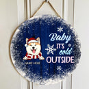 Christmas Door Decorations, Gifts For Dog Lovers, Baby It's Cold Outside Welcome Door Signs, Dark Blue Background , Dog Mom Gifts