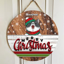 Christmas Door Decorations, Gifts For Cat Lovers, Merry Christmas Dark Pale Wooden Custom Wooden Signs , Cat Mom Gifts