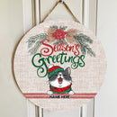 Christmas Door Decorations, Gifts For Cat Lovers, Season's Greeting Welcome Door Signs , Cat Mom Gifts