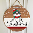 Christmas Door Decorations, Gifts For Cat Lovers, Merry Christmas Pale Wooden Welcome Door Signs , Cat Mom Gifts