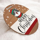 Christmas Door Decorations, Gifts For Cat Lovers, Merry Christmas Pale Wooden Welcome Door Signs , Cat Mom Gifts