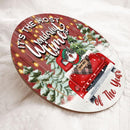 Christmas Door Decorations, Gifts For Cat Lovers, It's The Most Wonderful Time Of The Year, Red Truck & Green Pine Trees , Cat Mom Gifts