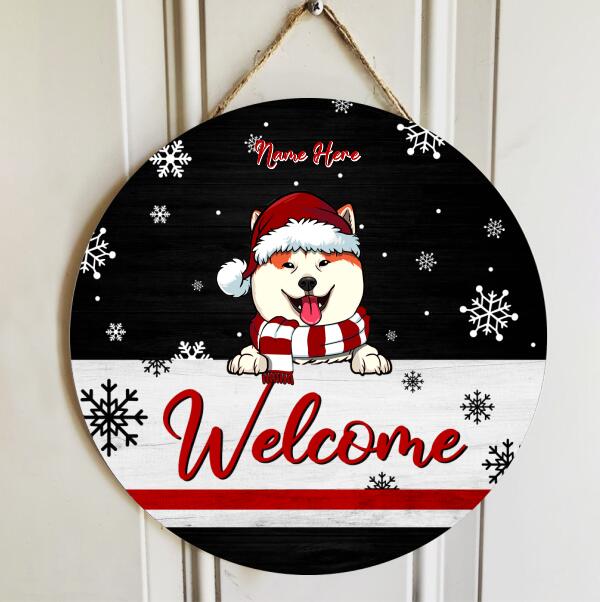 Christmas Door Decorations, Gifts For Dog Lovers, Let It Snow Black Background Custom Door Signs , Dog Mom Gifts