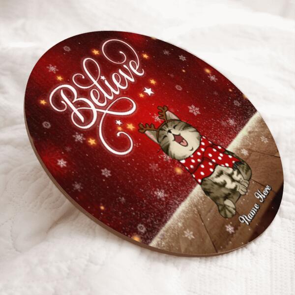 Christmas Door Decorations, Gifts For Dog Lovers, Believe Red Xmas Background Welcome Door Signs , Dog Mom Gifts