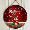 Christmas Door Decorations, Gifts For Dog Lovers, Believe Red Xmas Background Welcome Door Signs , Dog Mom Gifts