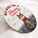 Christmas Door Decorations, Gifts For Dog Lovers, We Wish You A Meowy Catmas White Brick Wall Welcome Door Signs