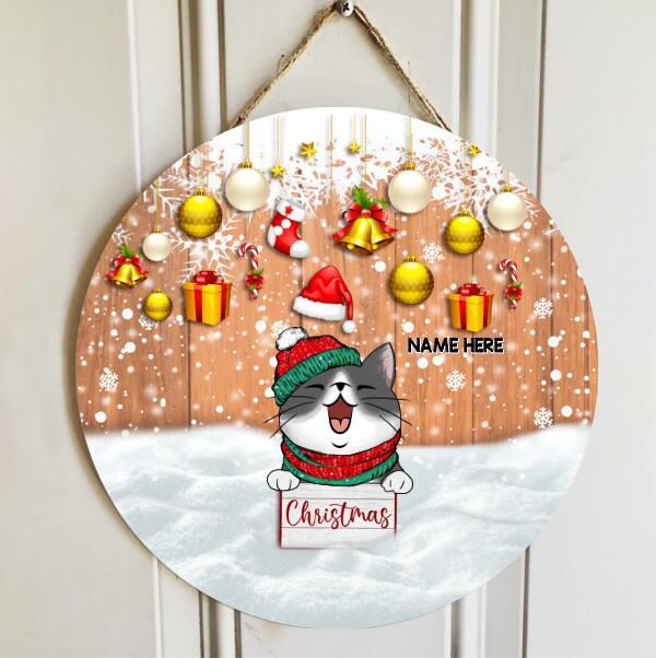 Christmas Door Decorations, Gifts For Cat Lovers, Love Christmas Believe Welcome Door Signs , Cat Mom Gifts