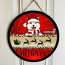 Christmas Door Decorations, Gifts For Dog Lovers, This Home Believes Santa's Sleigh Red And Gold Welcome Door Signs , Dog Mom Gifts
