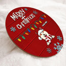 Christmas Door Decorations, Gifts For Dog Lovers, Merry Christmas String Lights Red Background Welcome Door Signs , Dog Mom Gifts