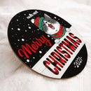 Christmas Door Decorations, Gifts For Cat Lovers, Merry Christmas White Dots On Black Background Welcome Door Signs , Cat Mom Gifts