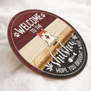 Pawzity No Need To Knock We Know You Are Here Welcome Door Sign, Gifts For Dog Lovers, Red & Black Custom Funny Signs , Dog Mom Gifts