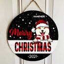 Christmas Door Decorations, Gifts For Dog Lovers, Merry Christmas White Dots On Black Background Welcome Door Signs , Dog Mom Gifts