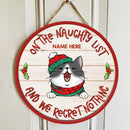 Christmas Door Decorations, Gifts For Cat Lovers, On The Naughty List And We Regret Nothing Welcome Door Signs , Cat Mom Gifts