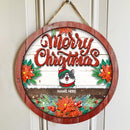 Christmas Door Decorations, Gifts For Cat Lovers, Merry Christmas Floral Welcome Door Signs , Cat Mom Gifts