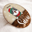 Christmas Door Decorations, Gifts For Cat Lovers, Let It Snow Brown Background Welcome Door Signs , Cat Mom Gifts