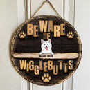 Pawzity Beware Of Wigglebutts Sign, Gifts For Dog Lovers, Dark Wooden Welcome Door Signs , Dog Mom Gifts