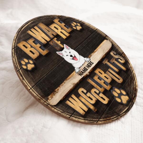 Pawzity Beware Of Wigglebutts Sign, Gifts For Dog Lovers, Dark Wooden Welcome Door Signs , Dog Mom Gifts
